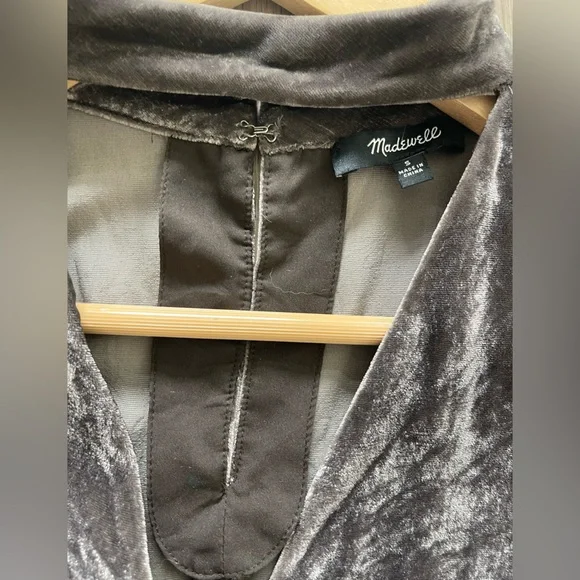 Madewell Silk Blend Velvet Choker Mock Neck Top Lavender Taupe Size Small - Picture 4 of 9